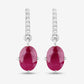1.75 Carat Genuine Ruby and White Diamond 10K White Gold Earrings