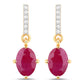 1.75 Carat Genuine Ruby and White Diamond 10K Yellow Gold Earrings