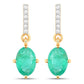 1.49 Carat Genuine Zambian Emerald and White Diamond 10K Yellow Gold Earrings
