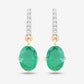 1.49 Carat Genuine Zambian Emerald and White Diamond 10K Yellow Gold Earrings