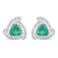 1.23 Carat Genuine Zambian Emerald and White Diamond 14K White Gold Earrings