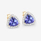3.82 Carat Genuine Tanzanite and White Diamond 14K Yellow Gold Earrings