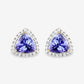 3.82 Carat Genuine Tanzanite and White Diamond 14K Yellow Gold Earrings