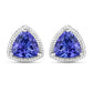 4.24 Carat Genuine Tanzanite 14K White Gold Earrings