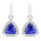 3.86 Carat Genuine Tanzanite and White Diamond 14K White Gold Earrings