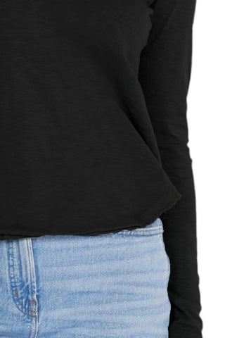 Bobi - Split V-neck Tee With Raw Cut Binding