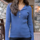 Grace & Lace - Ribbed Henley Sweater