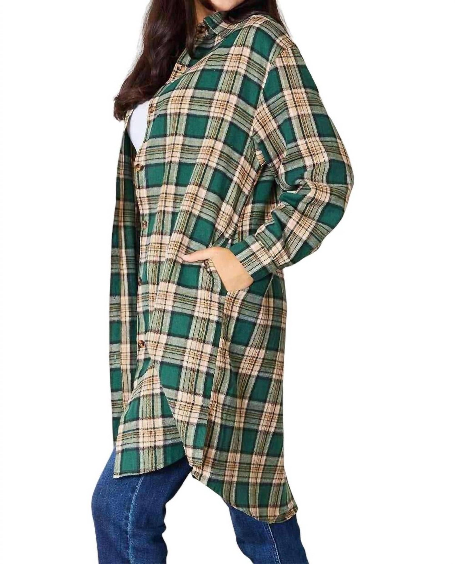 Double Take - Effortlessly Elegant Plaid Collared Shirt