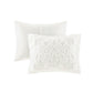 King/Cal King 3 Piece Tufted Cotton Chenille Damask Duvet Cover Set
