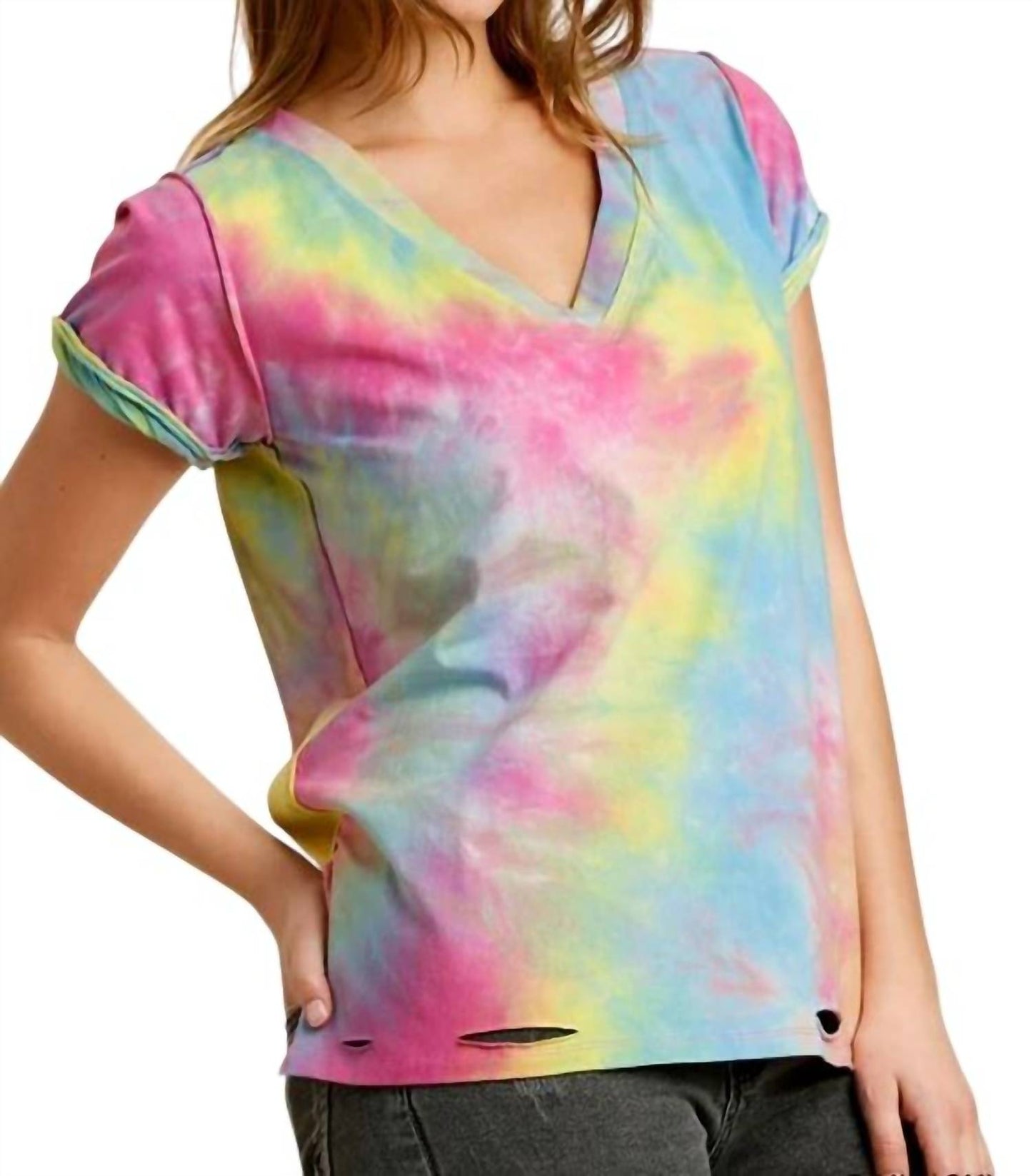 Umgee - Distressed Tie Dye Top
