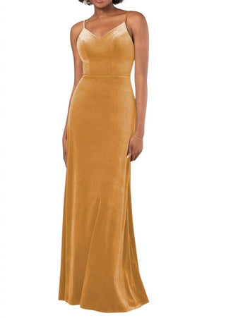 Sorella Vita - Plush Velvet A-Line Bridesmaid Dress with Floor-Length Skirt