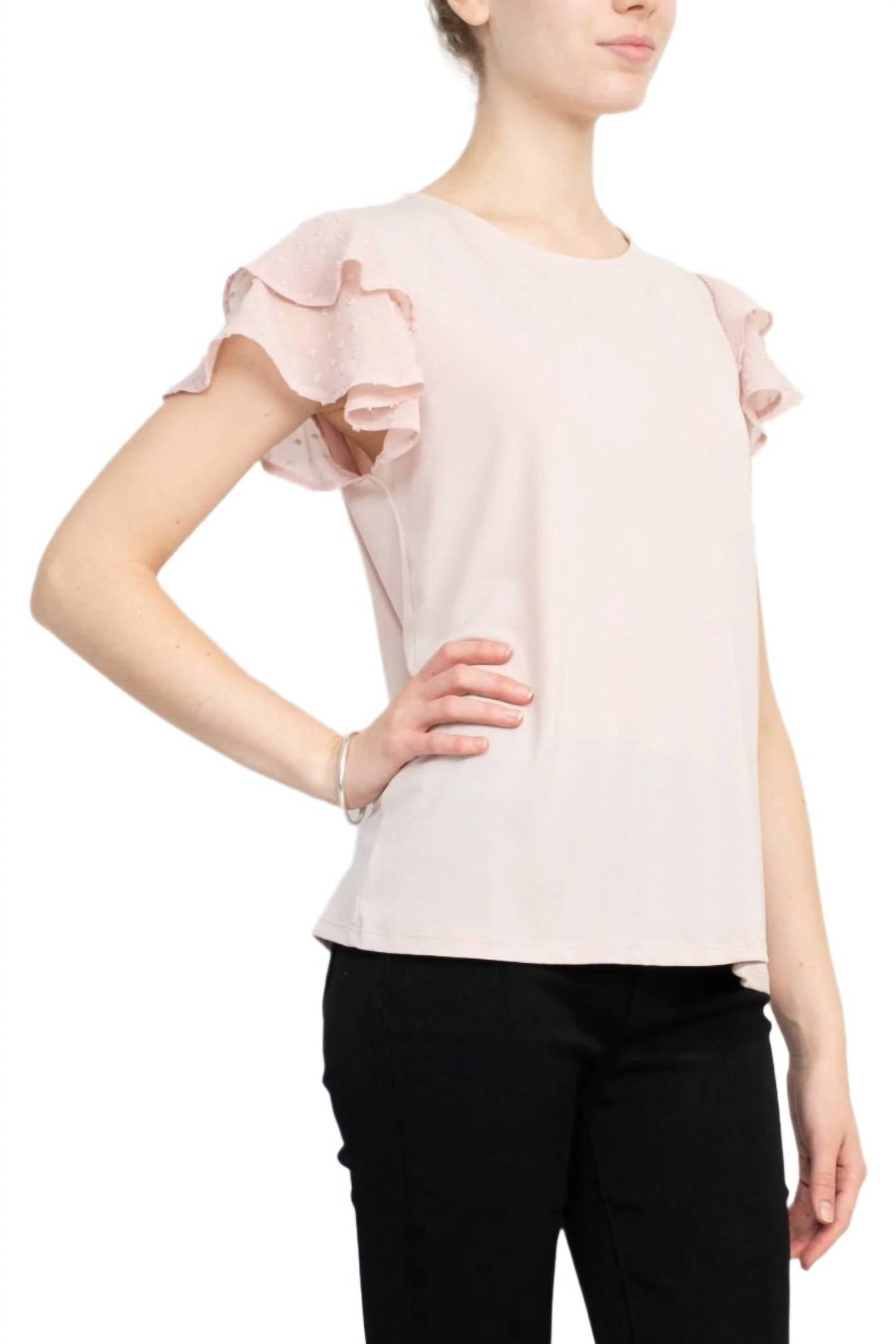 Adrianna Papell - Double Flutter Sleeve Moss Crepe Top