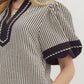 Entro - Stripe Split Collar Mini Dress