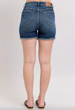 Judy Blue - Tummy Control Fray Hem Shield Pocket Shorts
