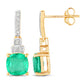 2.72 Carat Genuine Ethiopian Emerald and White Diamond 14K Yellow Gold Earrings