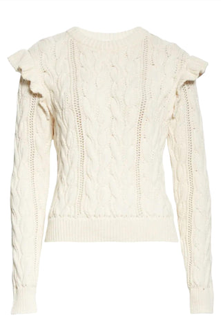 Frame - Cable Knit Ruffle Sweater