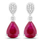 2.46 Carat Genuine Ruby and White Diamond 14K White Gold Earrings
