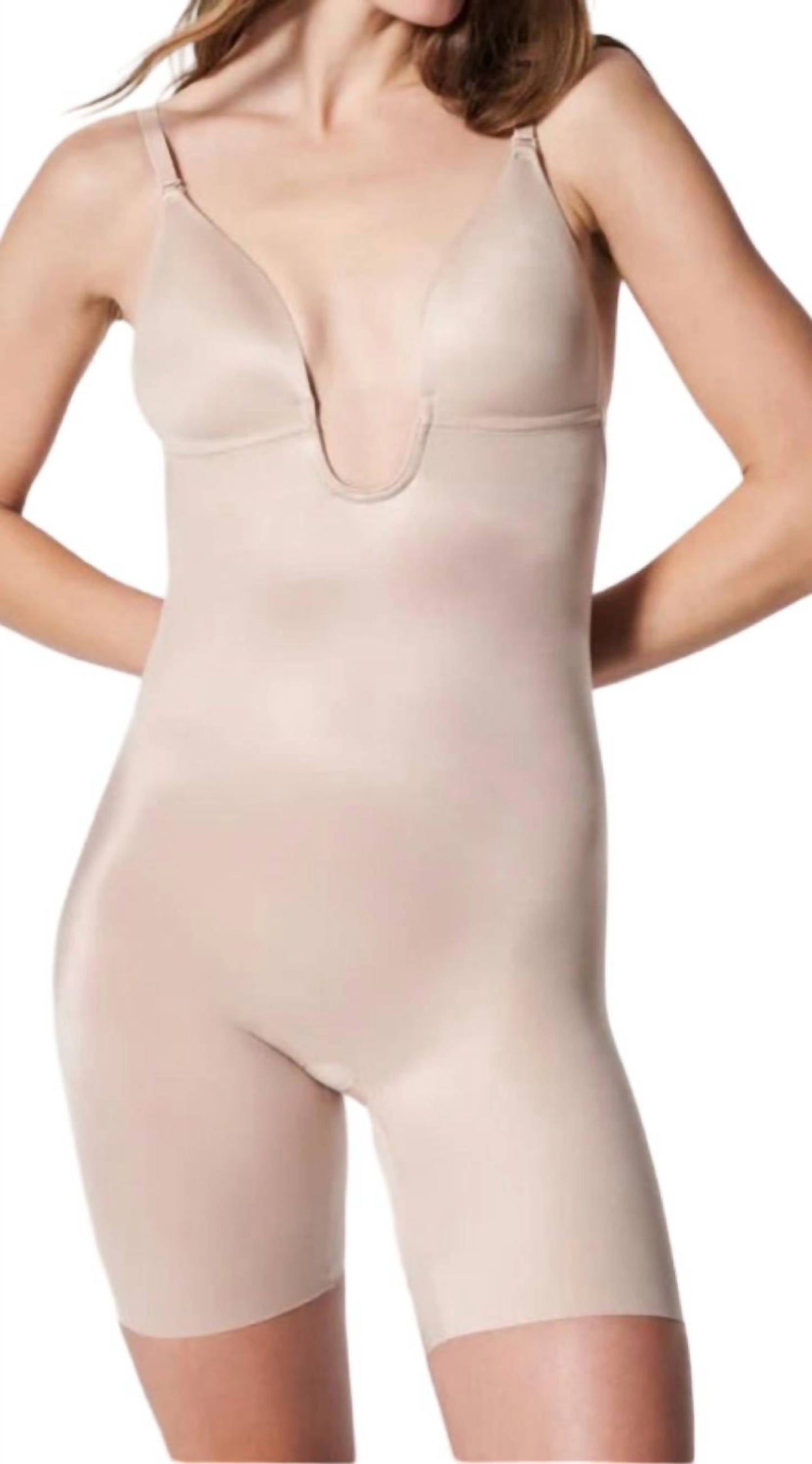 Spanx - Plunge Low-Back Mid-Thigh Bodysuit