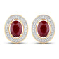 2.12 Carat Genuine Ruby and White Diamond 14K Yellow Gold Earrings