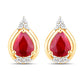 1.36 Carat Genuine Ruby and White Diamond 14K Yellow Gold Earrings
