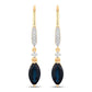 2.73 Carat Genuine Blue Sapphire and White Diamond 14K Yellow Gold Earrings