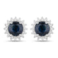 2.38 Carat Genuine Blue Sapphire and White Diamond 14K White Gold Earrings