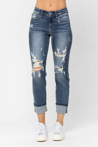 Judy Blue - Cuffed Destroy Boyfriend Jeans