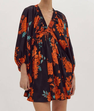 Entro - Fire And Ice Satin Floral Mini Dress