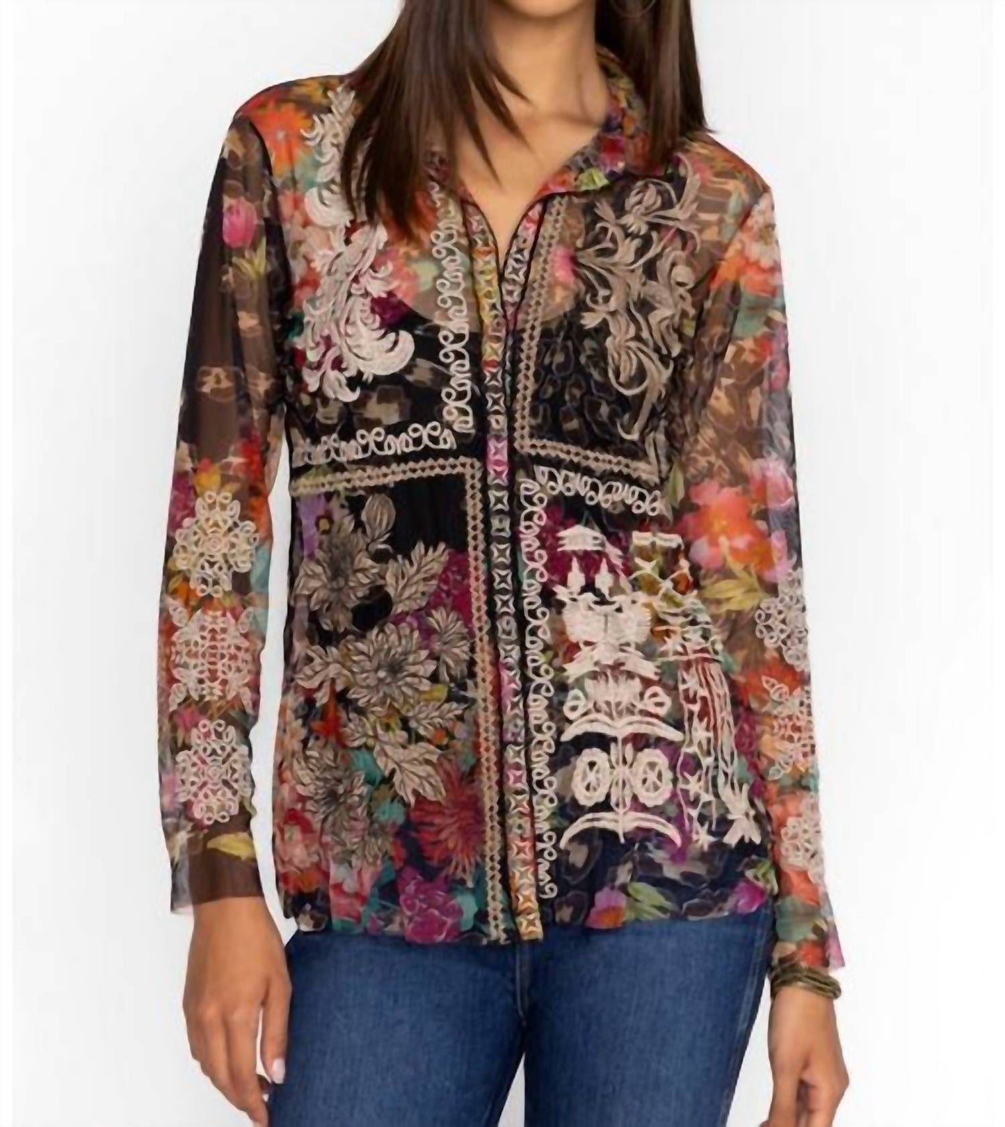 Johnny Was - MAZZY BUTTON DOWN FITTED BLOUSE (SLIP)
