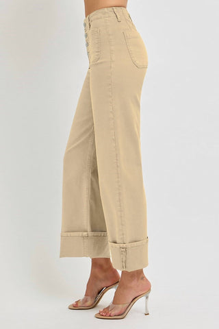 Risen - Latte High Rise Cuffed Jeans