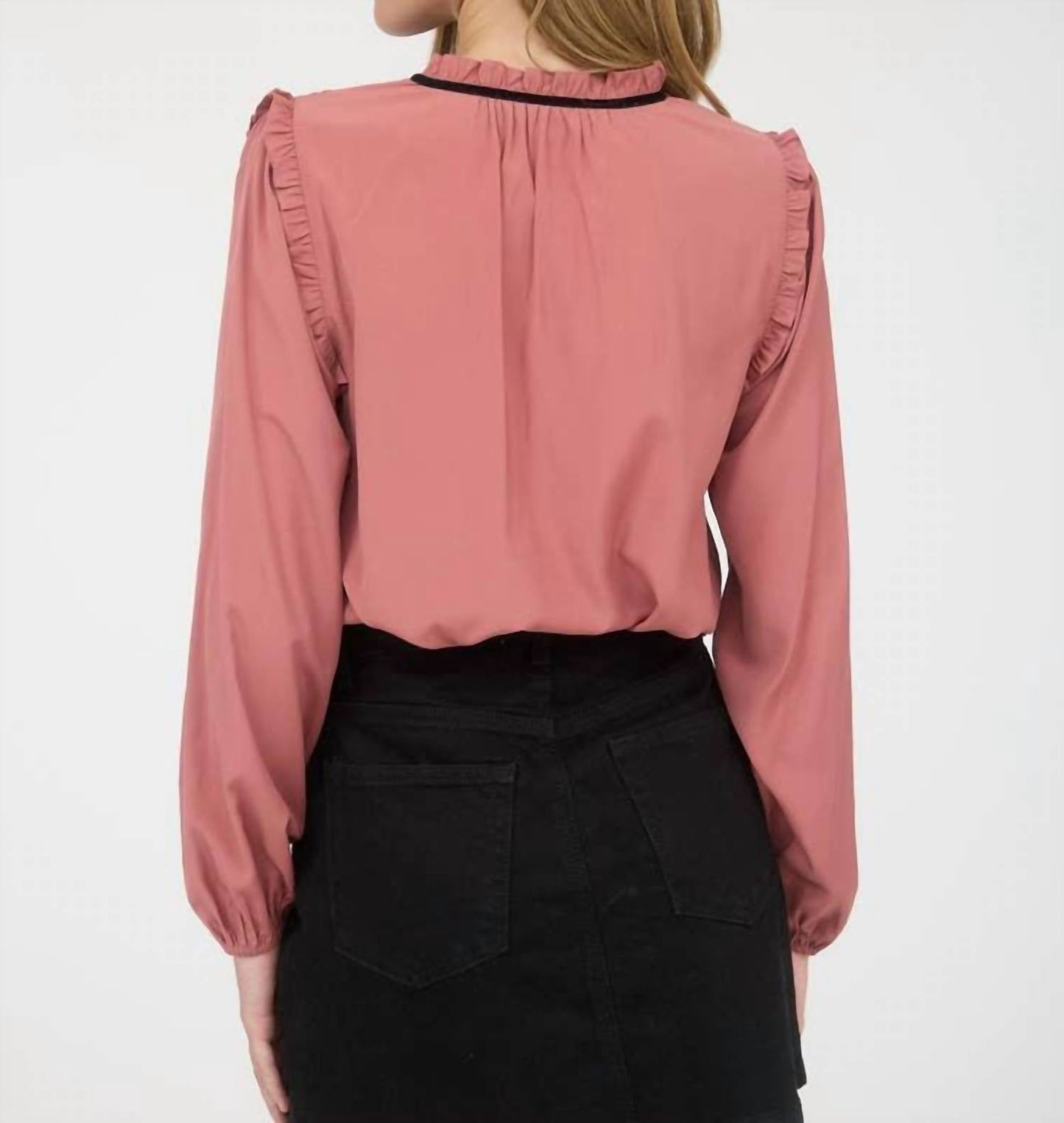 Blu Pepper - Ribbon Bow Tie Yoke Long Sleeve Top