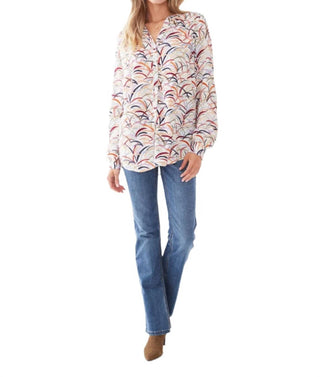 Fdj - Colorful Grasses Roll-up Sleeves Top