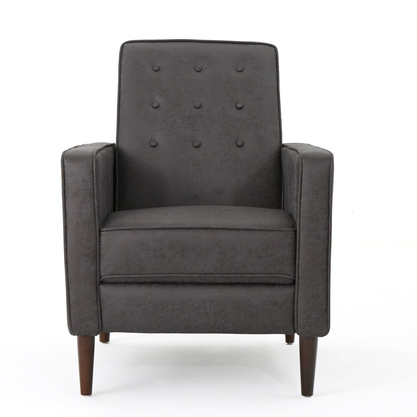 Macedonia Mid Century Modern Button Tufted Fabric Recliner - Slate