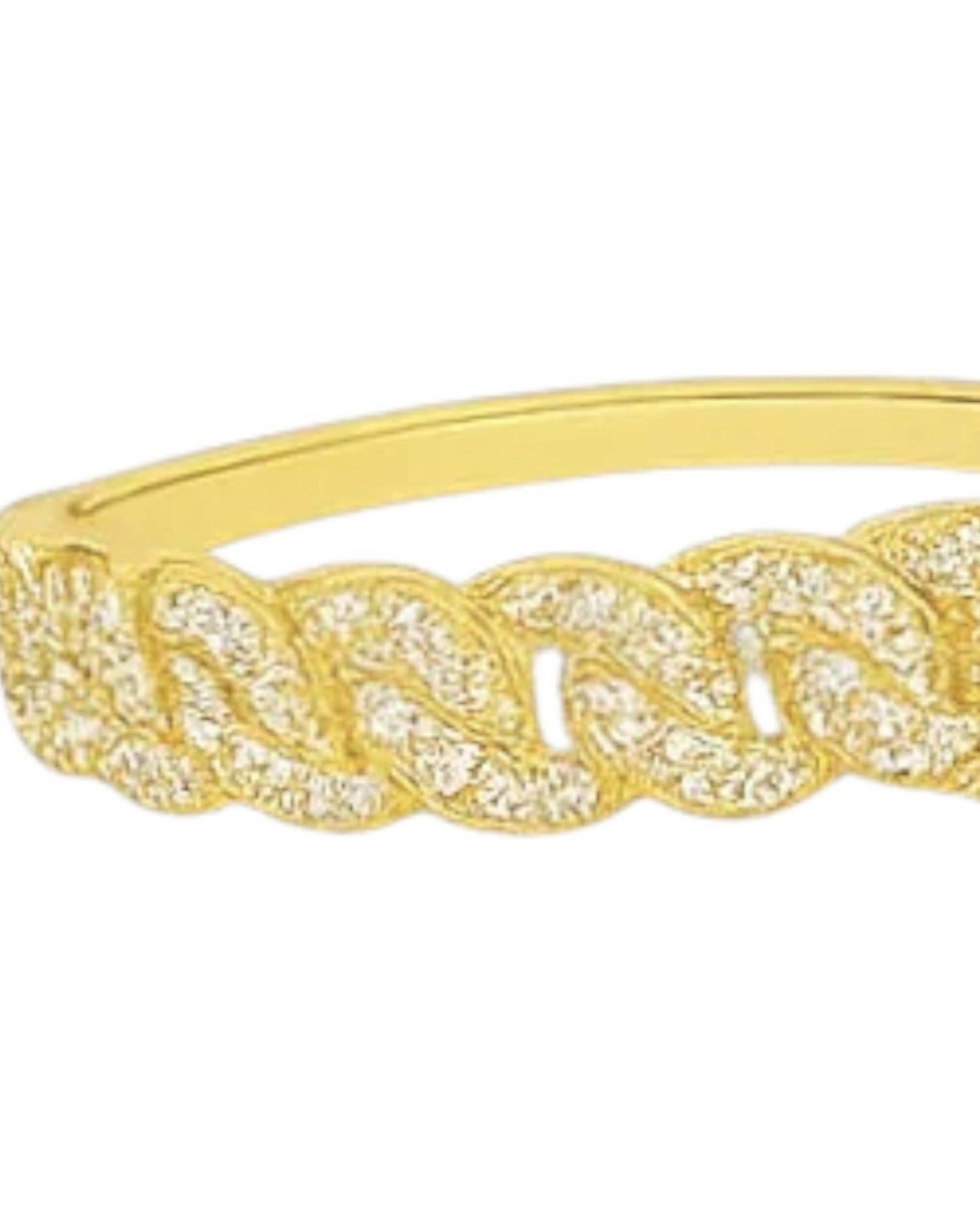 Atlanta Jewelers Supply - Women's Moissanite Pave Cuban Link Beaded Stackable Bands Ring Set