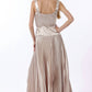 Aakaa - Sleeveless Tie Front Waisted Pleat Maxi Dress