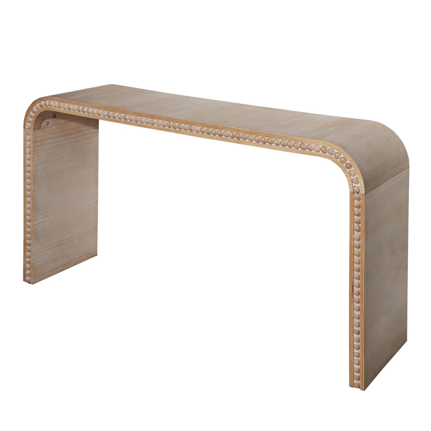59in Console Table with Wood Beads and Curved Waterfall-Style Frame