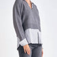 Elan - Stevie Layered Sweater/Striped Shirt Combo