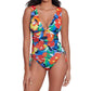 Ralph Lauren - Shirred Plunge-neck One Piece Swimsuit