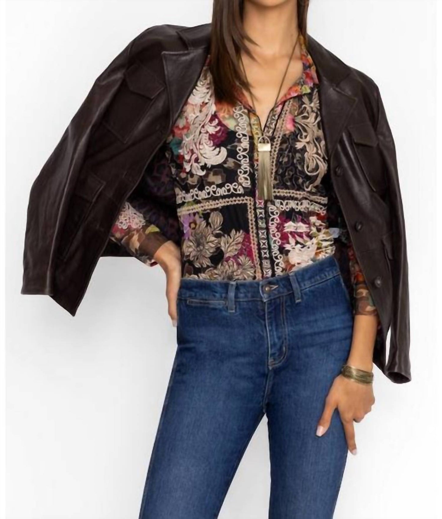 Johnny Was - MAZZY BUTTON DOWN FITTED BLOUSE (SLIP)