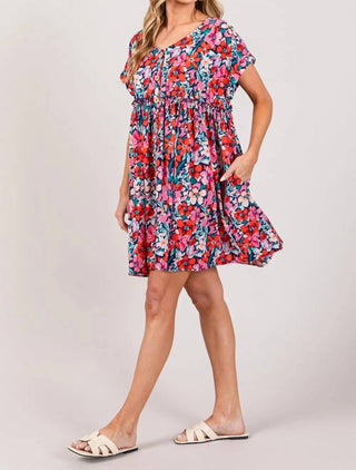 Trendsi - SAGE + FIG Floral Button Down Short Sleeve Mini Dress