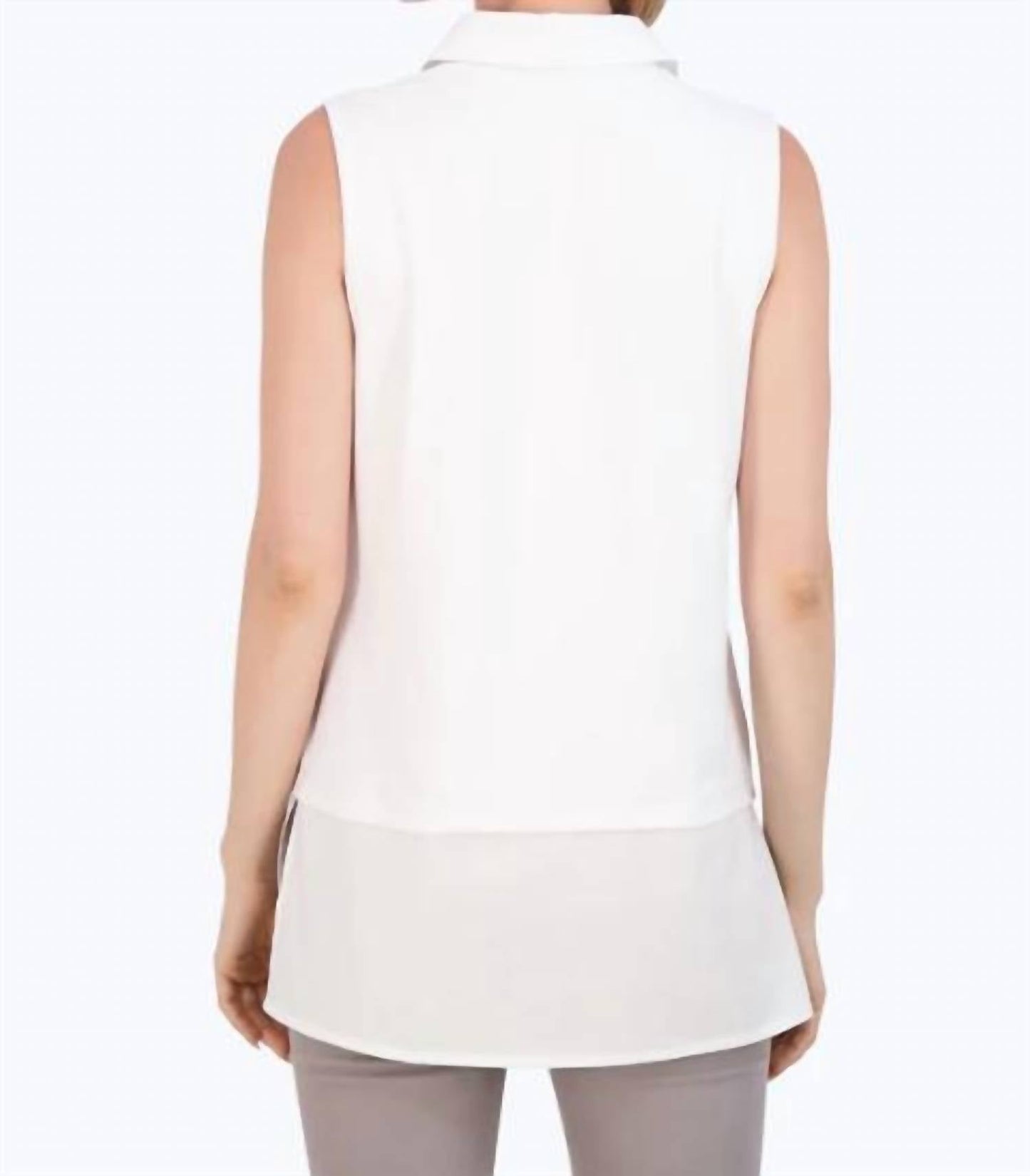 Foxcroft - Sasha Knit-Woven Sleeveless Layering Tunic