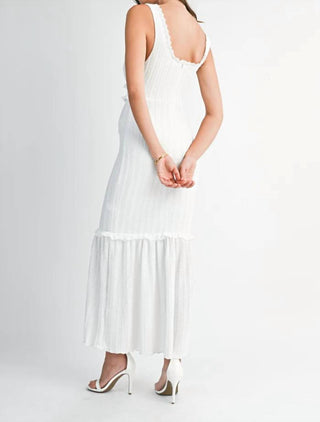 Mable - Chevron Textured Ruffled Knit Dress