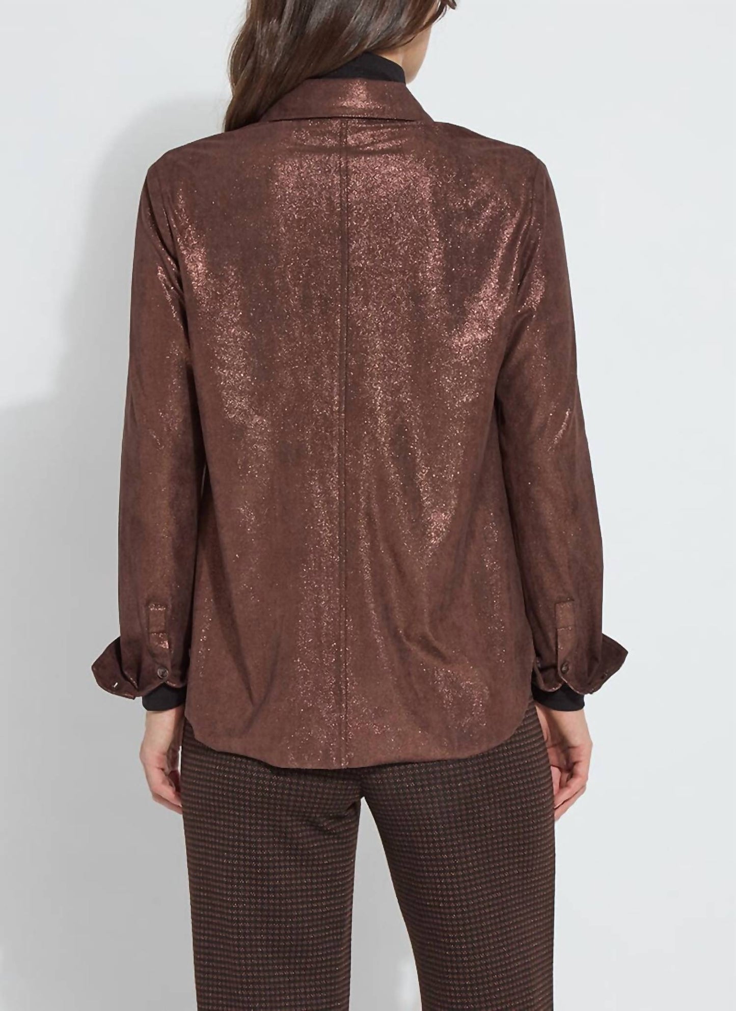 Lysse - Connie Patent Foil Vegan Suede Shacket