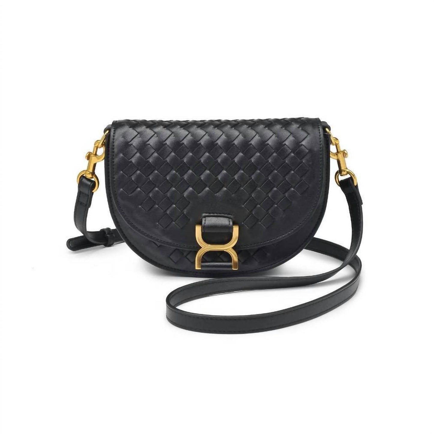 Urban Expressions - Alise Woven Vegan Leather Saddle Crossbody