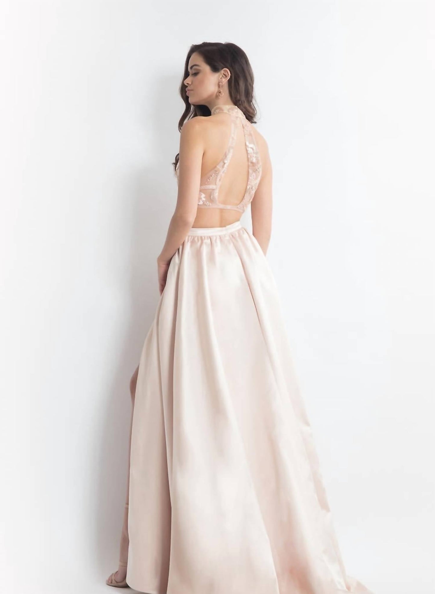 Rachel Allan - Beaded Matte Satin Two-piece Prom Dress