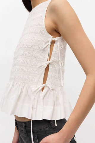 Ganni - Cotton Poplin Smock Tie String Top