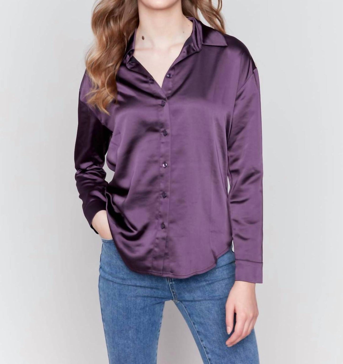 Charlie B - Solid Gutsy Satin Button-Down Shirt