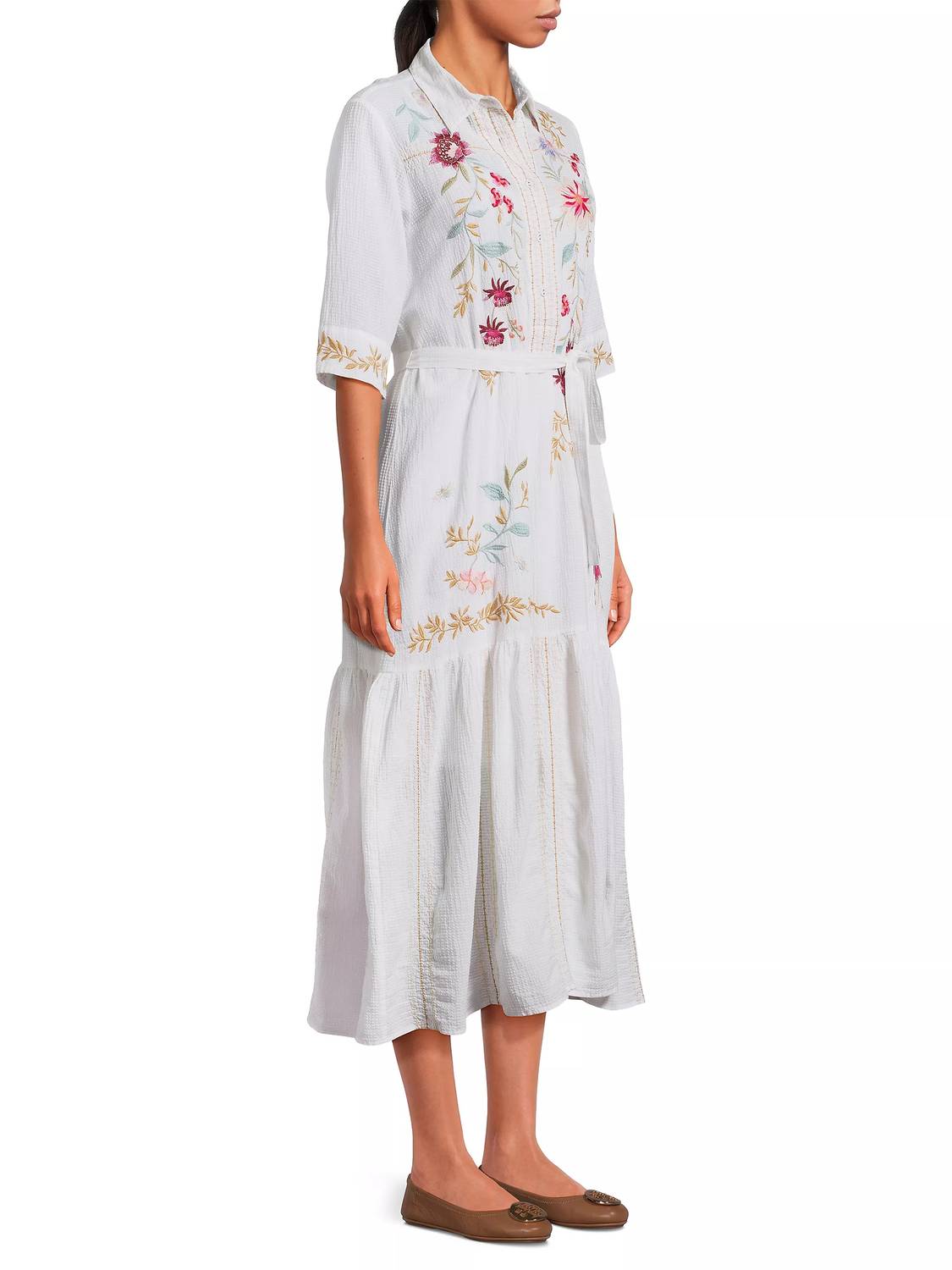 Johnny Was - Darcey Henley Tiered Shirt Dress With Slip