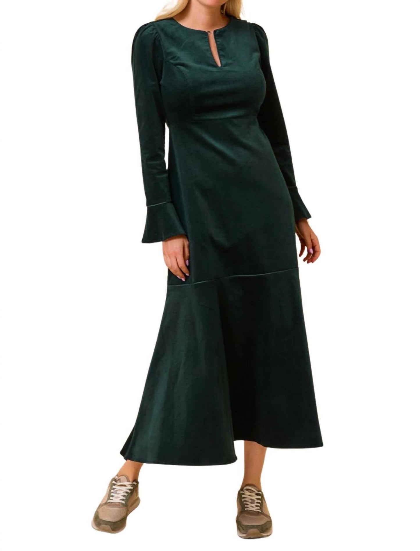 Aspiga - Paloma Round Neck Long Sleeve Stretch Corduroy Dress