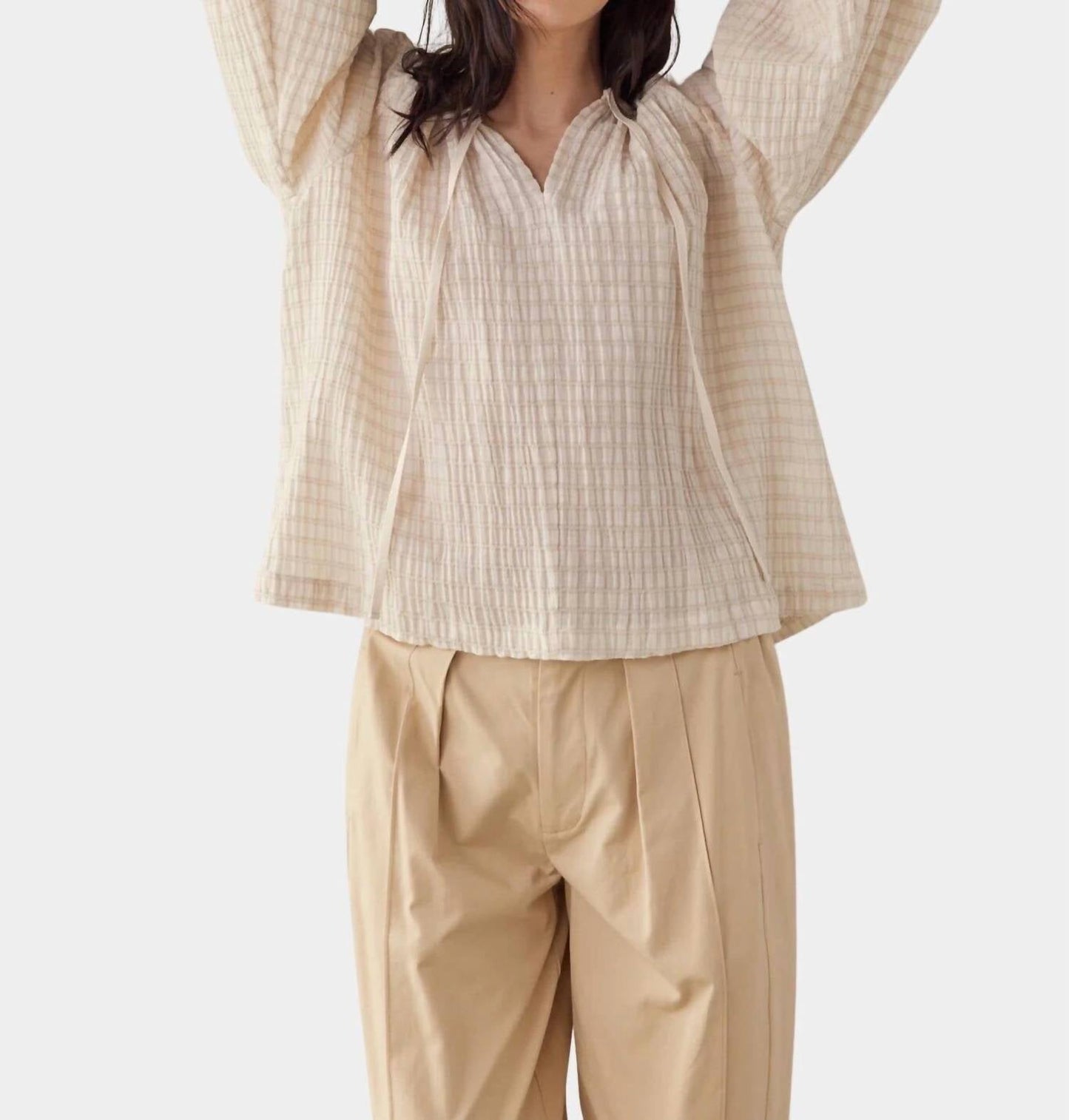 Amente - Textured Peasant Blouse